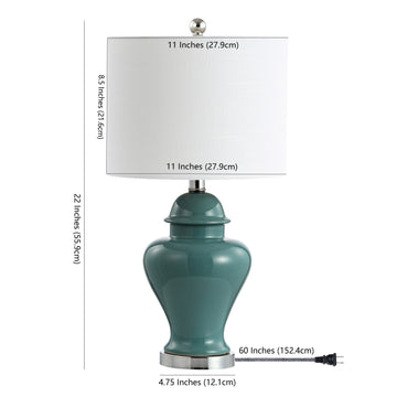 Qin 22" Ceramic/Iron Classic Cottage LED Table Lamp - JONATHAN Y